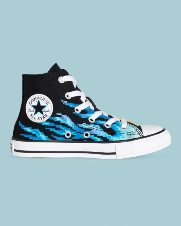 Converse Chuck Taylor All Star Flame Print High Tops Shoes Black | CV-041AOY