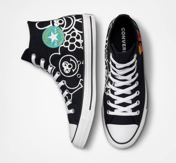 Converse Chuck Taylor All Star Floral High Tops Shoes Black / White / Light | CV-716ANO