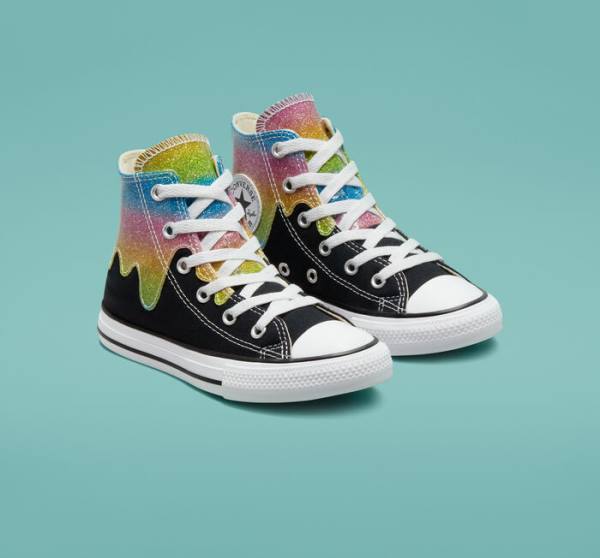 Converse Chuck Taylor All Star Glitter Drip High Tops Shoes Black / Beige White / Pink | CV-860IOL