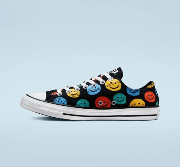 Converse Chuck Taylor All Star Happy Faces Low Tops Shoes Black | CV-675XLS