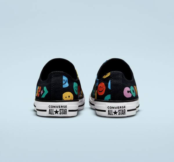 Converse Chuck Taylor All Star Happy Faces Low Tops Shoes Black | CV-809ZHJ