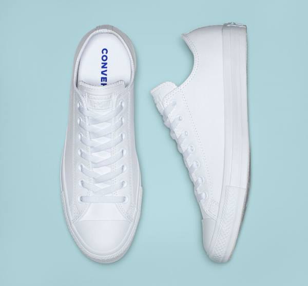 Converse Chuck Taylor All Star Leather All White Low Tops Shoes White | CV-934ETL