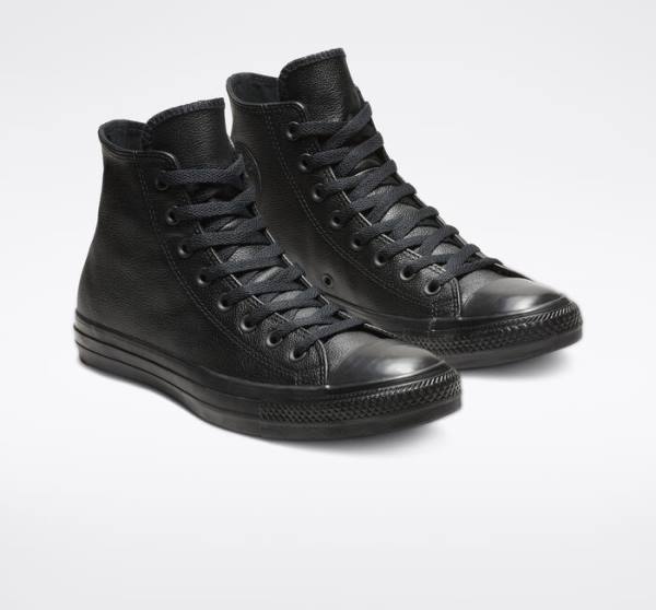 Converse Chuck Taylor All Star Leather High Tops Shoes Black | CV-281CVM