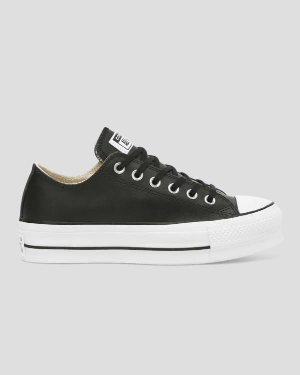 Converse Chuck Taylor All Star Lift Clean Leather Low Tops Shoes Black | CV-625TOL