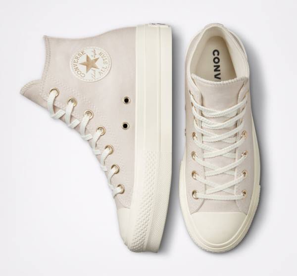 Converse Chuck Taylor All Star Lift Platform Golden Elements High Tops Shoes Brown / Light Gold | CV-241ARE