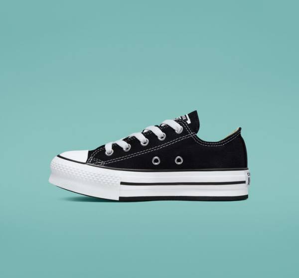 Converse Chuck Taylor All Star Lift Platform Low Tops Shoes Black / White | CV-489WTB