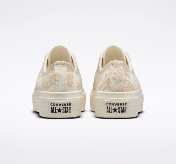 Converse Chuck Taylor All Star Lift Platform Tonal Embroidery Low Tops Shoes White | CV-531ZIY