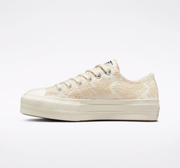 Converse Chuck Taylor All Star Lift Platform Tonal Embroidery Low Tops Shoes White | CV-531ZIY