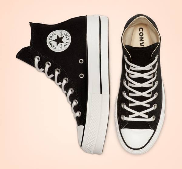 Converse Chuck Taylor All Star Lift Platform Canvas High Tops Shoes Black / White | CV-589NRU