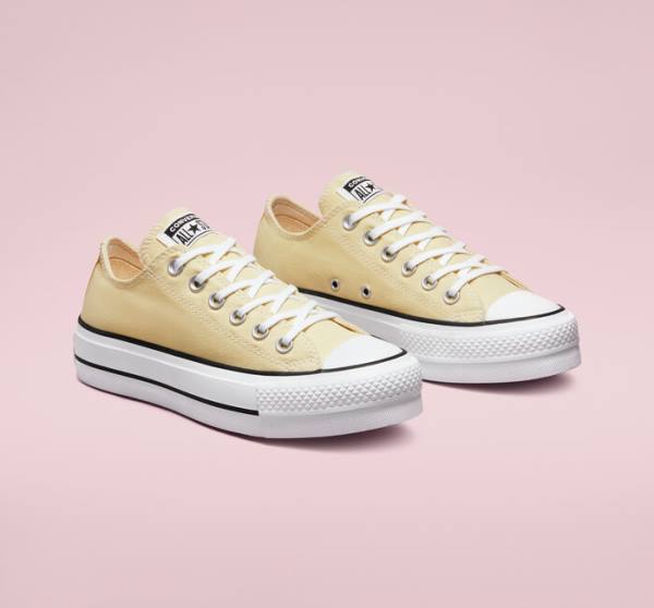 Converse Chuck Taylor All Star Lift Platform Seasonal Color Low Tops Shoes Lemon / Black / White | CV-864MFW