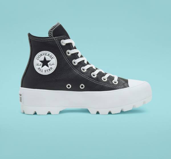 Converse Chuck Taylor All Star Lugged Leather High Tops Shoes Black / White | CV-941OSJ