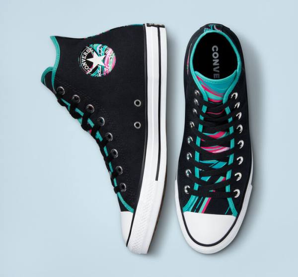 Converse Chuck Taylor All Star Marbled High Tops Shoes Black / Multicolor / White | CV-157QKF