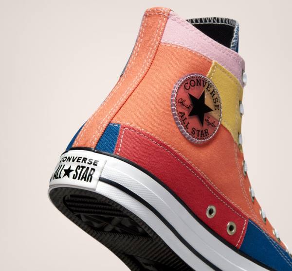 Converse Chuck Taylor All Star Patchwork High Tops Shoes Blue / Pink | CV-452YVN