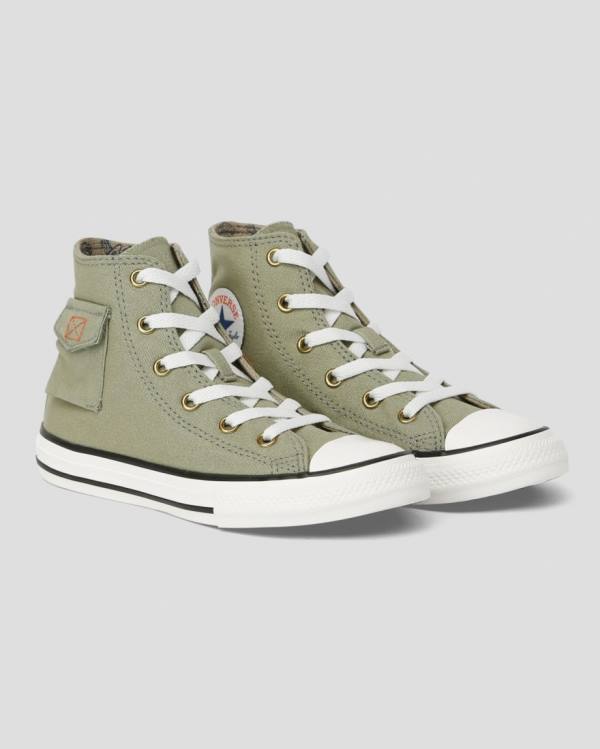 Converse Chuck Taylor All Star Pocket Camp High Tops Shoes Green | CV-563KMC