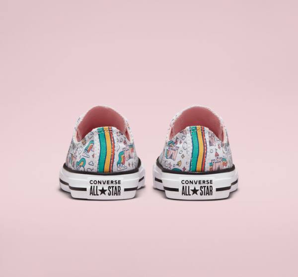 Converse Chuck Taylor All Star Rainbow Castles Low Tops Shoes White / Pink / Turquoise | CV-958EKR