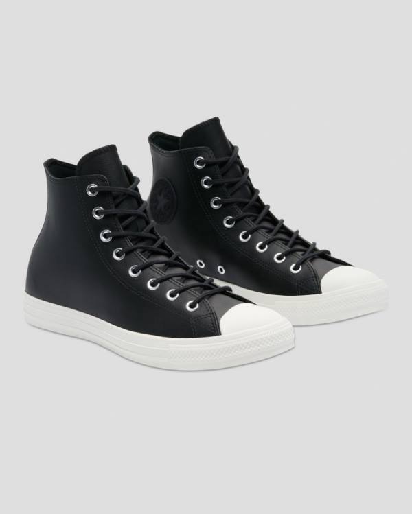 Converse Chuck Taylor All Star Seasonal Leather High Tops Shoes Black | CV-746HCG