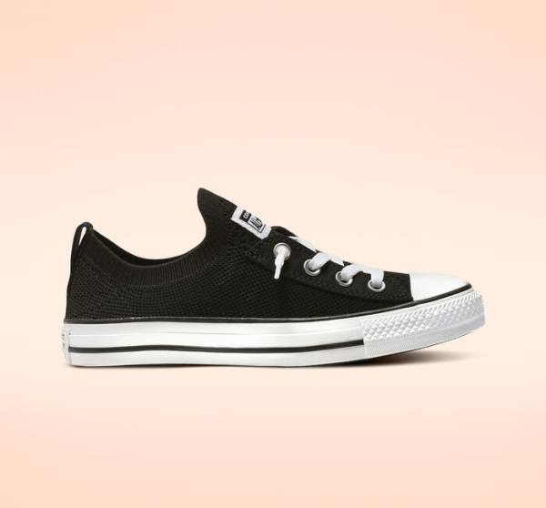 Converse Chuck Taylor All Star Shoreline Knit Slip Low Tops Shoes Black / White | CV-743WUN