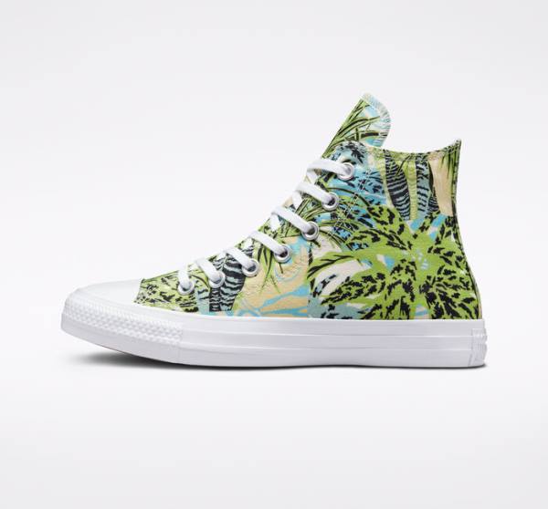 Converse Chuck Taylor All Star Tropical Florals High Tops Shoes Light Green / White | CV-089LWM