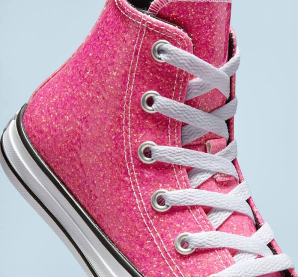 Converse Chuck Taylor All Star Winter Glitter High Tops Shoes Pink / Black / White | CV-083HXQ