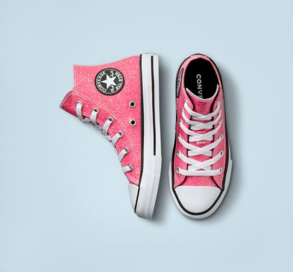 Converse Chuck Taylor All Star Winter Glitter High Tops Shoes Pink / Black / White | CV-083HXQ