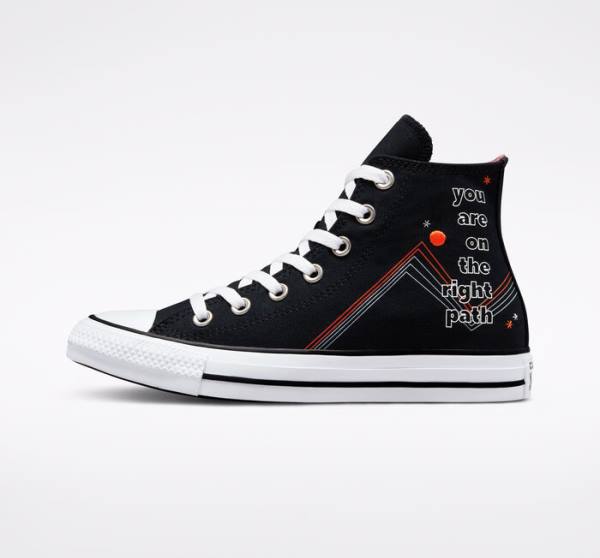 Converse Chuck Taylor All Star You Are On The Right Path High Tops Shoes Black / White | CV-719UHF