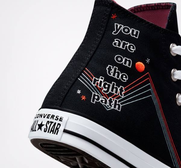 Converse Chuck Taylor All Star You Are On The Right Path High Tops Shoes Black / White | CV-719UHF