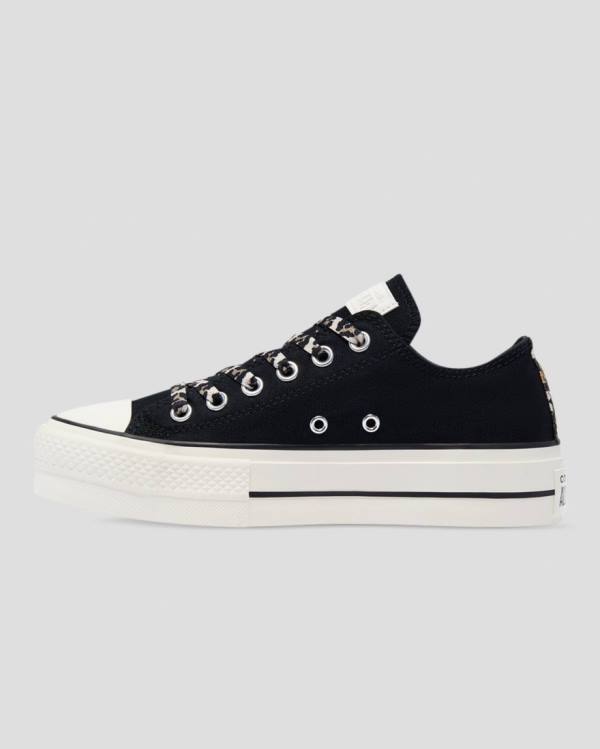 Converse Chuck Taylor Lift Archive Print Platform Low Tops Shoes Black | CV-945HFK