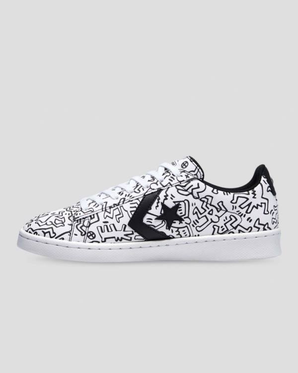 Converse Keith Haring Pro Leather Low Tops Shoes White Black Red | CV-059KQH