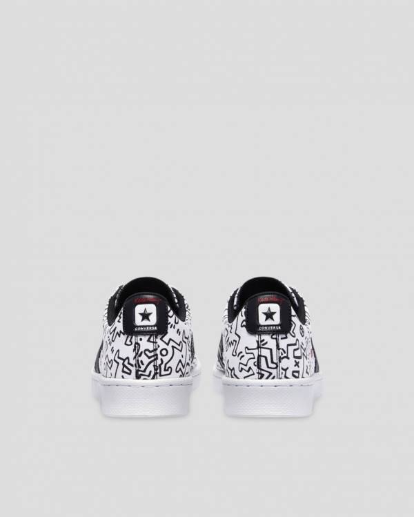 Converse Keith Haring Pro Leather Low Tops Shoes White Black Red | CV-059KQH