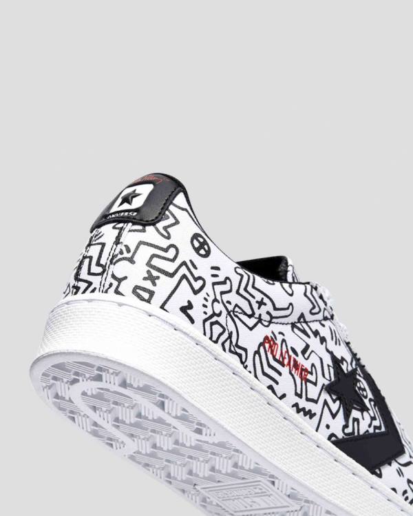 Converse Keith Haring Pro Leather Low Tops Shoes White Black Red | CV-059KQH