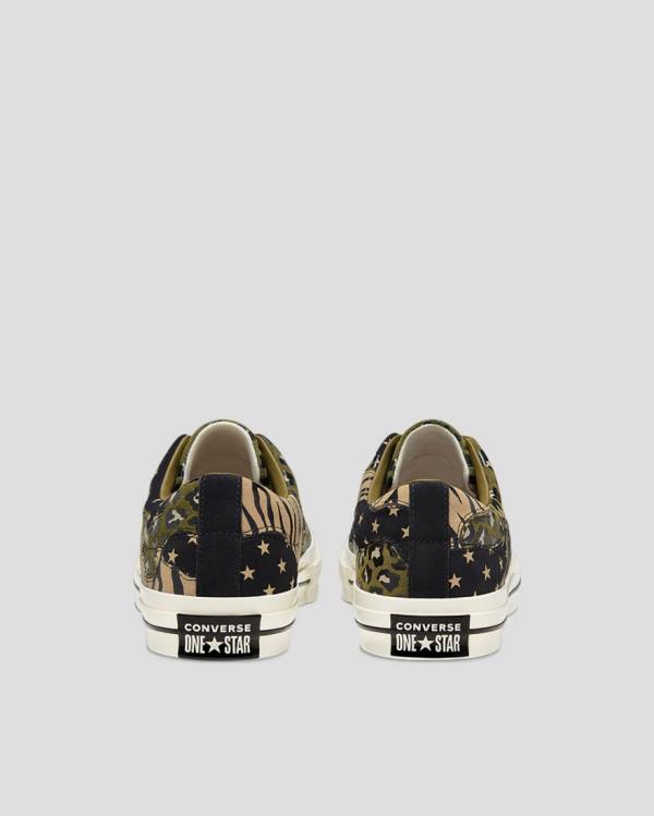 Converse One Star Archive Print Mix Low Tops Shoes Olive Leopard | CV-172ARJ