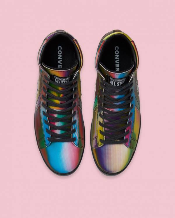 Converse Pro Leather Iridescent High Tops Shoes Black | CV-452NKD