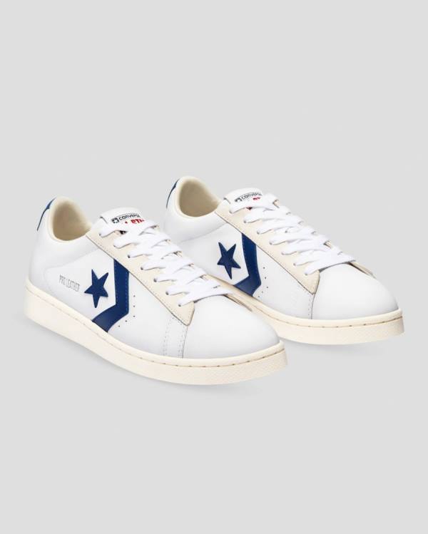 Converse Pro Leather Italy Low Tops Shoes White Blue | CV-935ESX