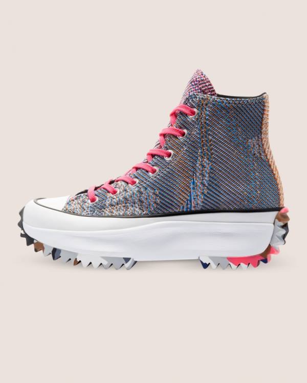 Converse Run Star Hike Knit Print High Tops Shoes Blue Red | CV-475ANE