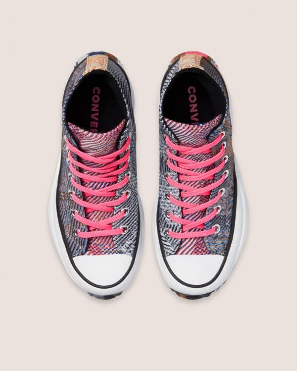 Converse Run Star Hike Knit Print High Tops Shoes Blue Red | CV-475ANE