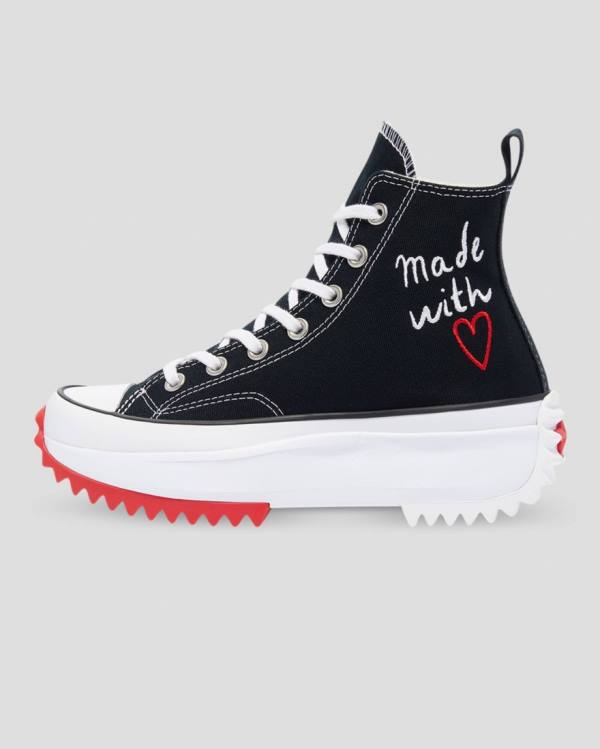 Converse Run Star Hike Love Thread High Tops Shoes Black | CV-921KZS