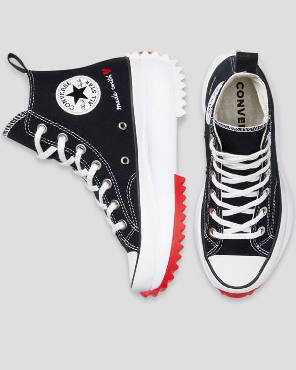 Converse Run Star Hike Love Thread High Tops Shoes Black | CV-921KZS