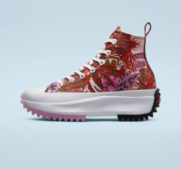 Converse Run Star Hike Platform Tropical Florals High Tops Shoes Orange / Black / White | CV-105DRF