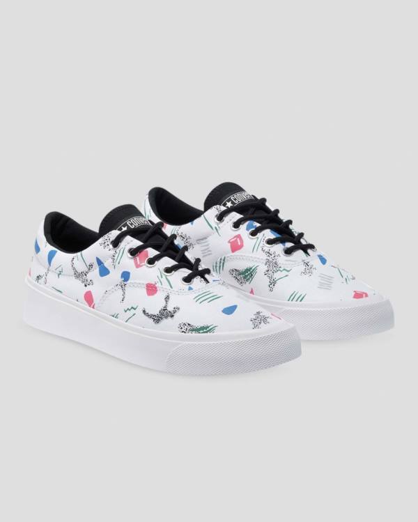 Converse Skid Grip 80s Archive Print Low Tops Shoes White | CV-758MZS