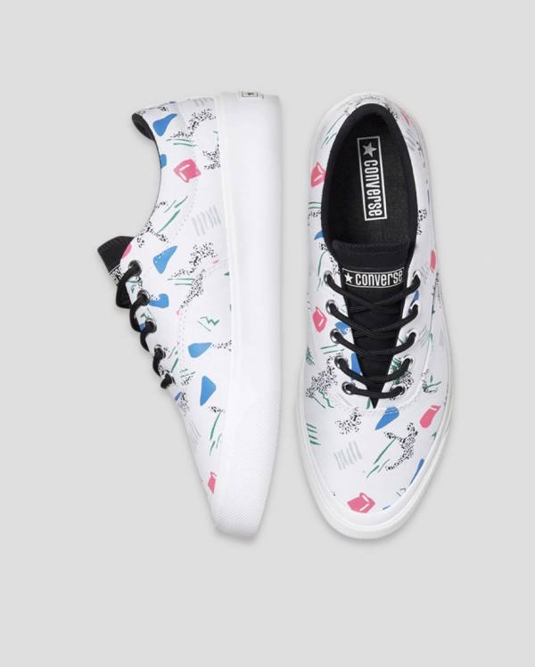 Converse Skid Grip 80s Archive Print Low Tops Shoes White | CV-758MZS