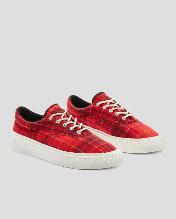 Converse Skidgrip Twisted Plaid Low Tops Shoes Red | CV-342JHX