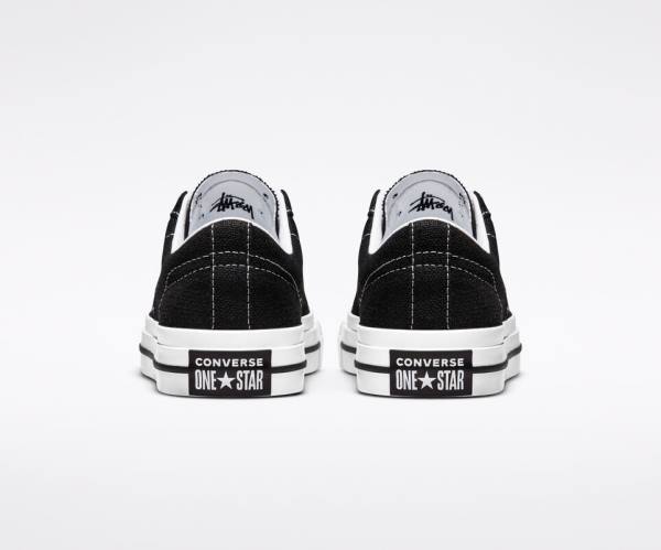 Converse Stussy One Star Low Tops Shoes Black / White | CV-402ILY