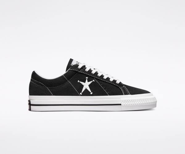 Converse Stussy One Star Low Tops Shoes Black / White | CV-601TJD